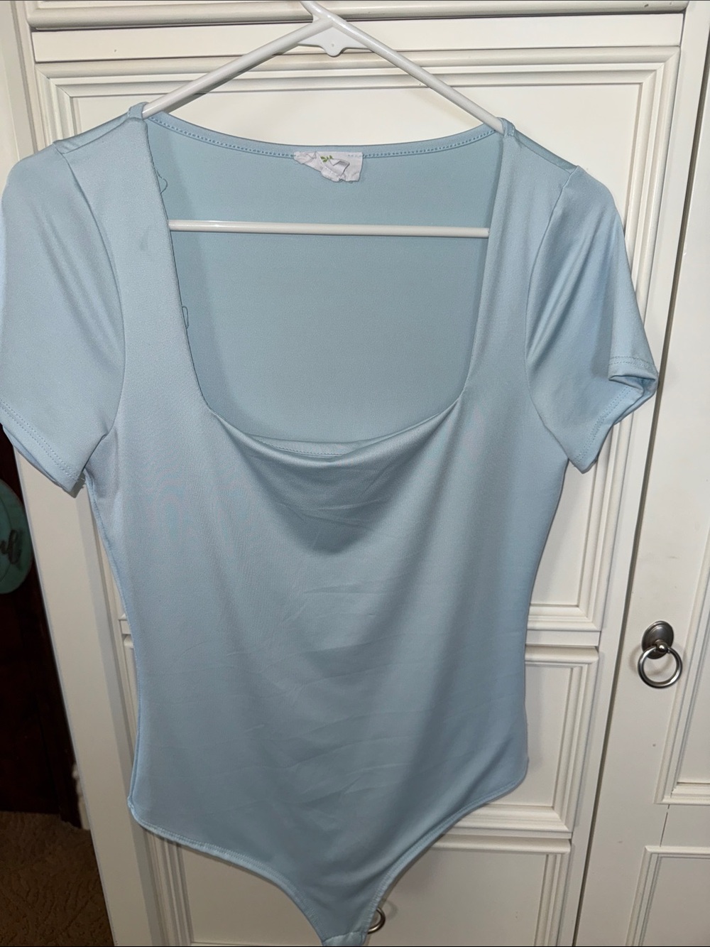Light Blue Scoop Neck Women’s Bodysuit